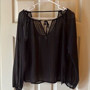 Divided Black Sheer long Sleeve Blouse